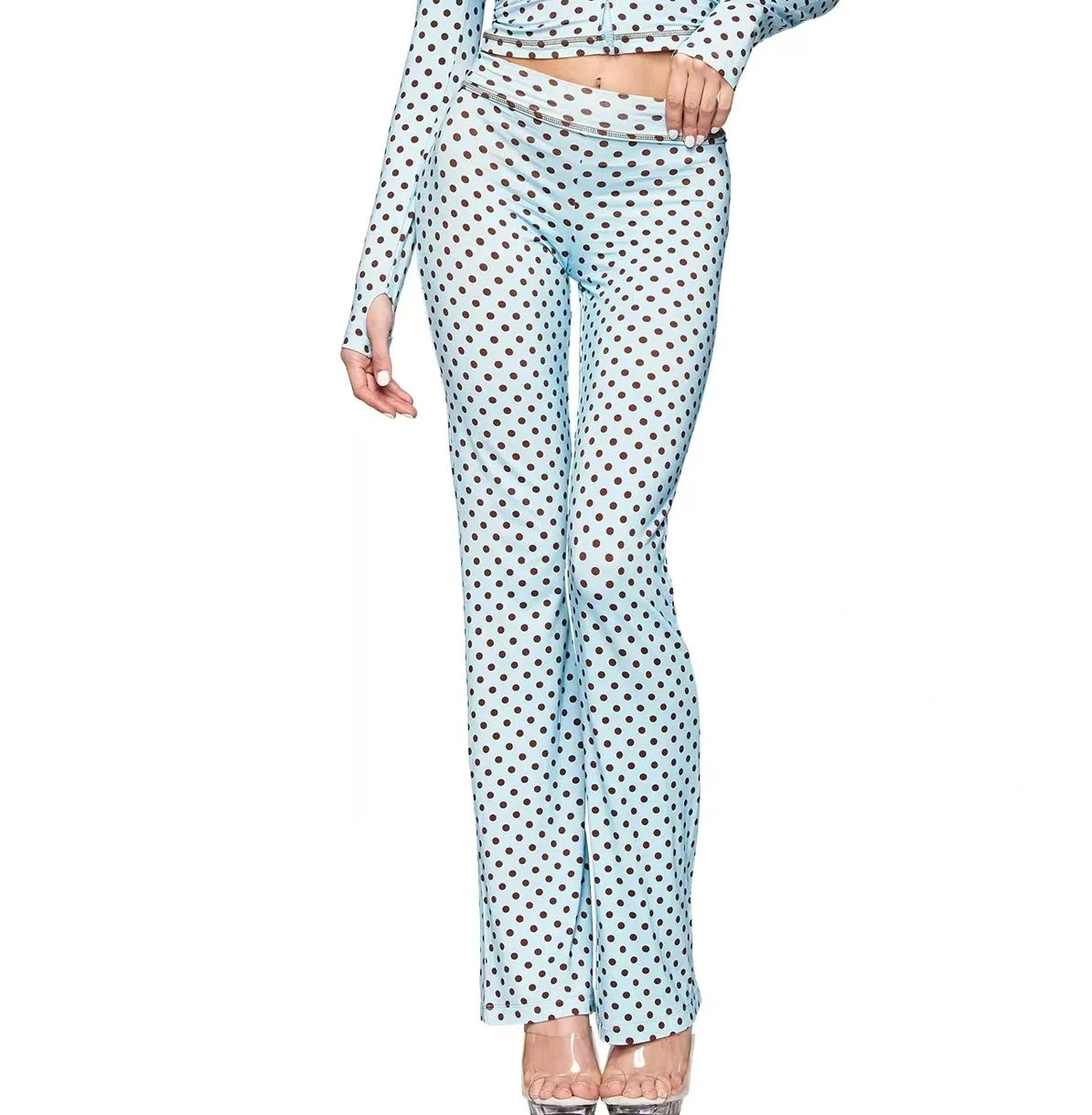 Nouvel ensemble minimaliste confortable GIA : veste à capuche zippée en velours et pantalon ample coupe slim en bleu