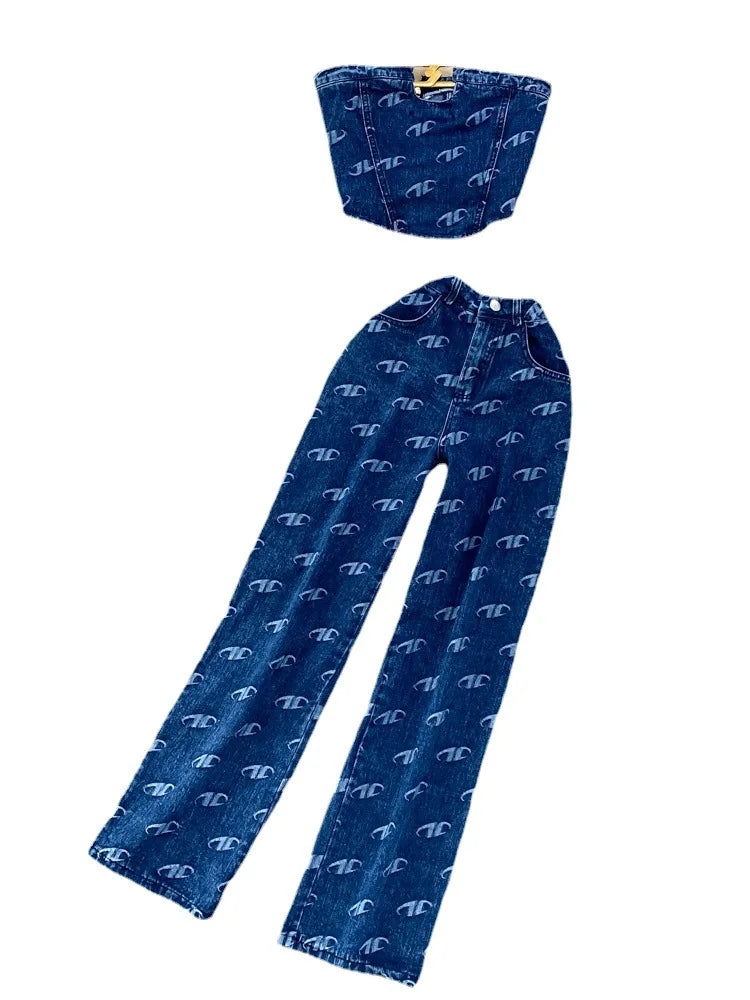 Ensemble 2 Pièces Bureau Dame — Haut Bandeau Sans Manches + Pantalon Droit à Boutons Poches | kalenmos Été 2025