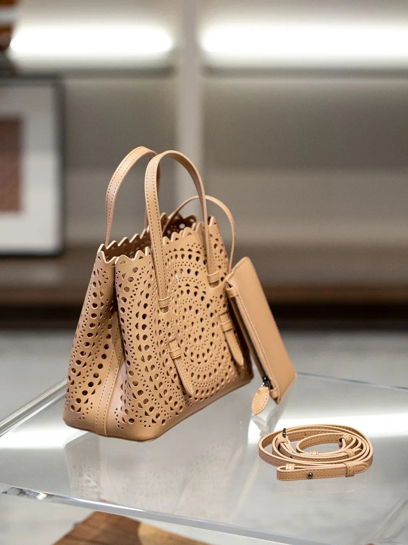 Sac Fourre-Tout Femme Style Niche Rétro – Cuir Véritable Grande Capacité