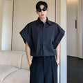 Chemise Manches Courtes Style Coréen — Design Niche Élégant, Coton-Polyester | LUZHEN LZ4028
