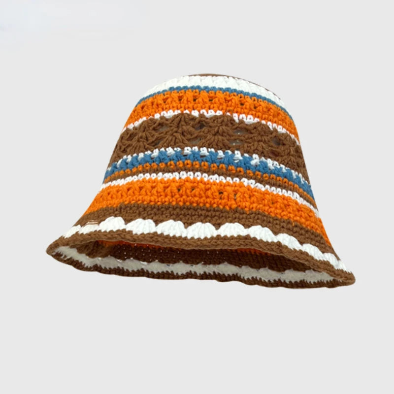 Chapeau Seau Coréen Crocheté à la Main – Bob Fleurs Y2K | Femme Automne Hiver 2025