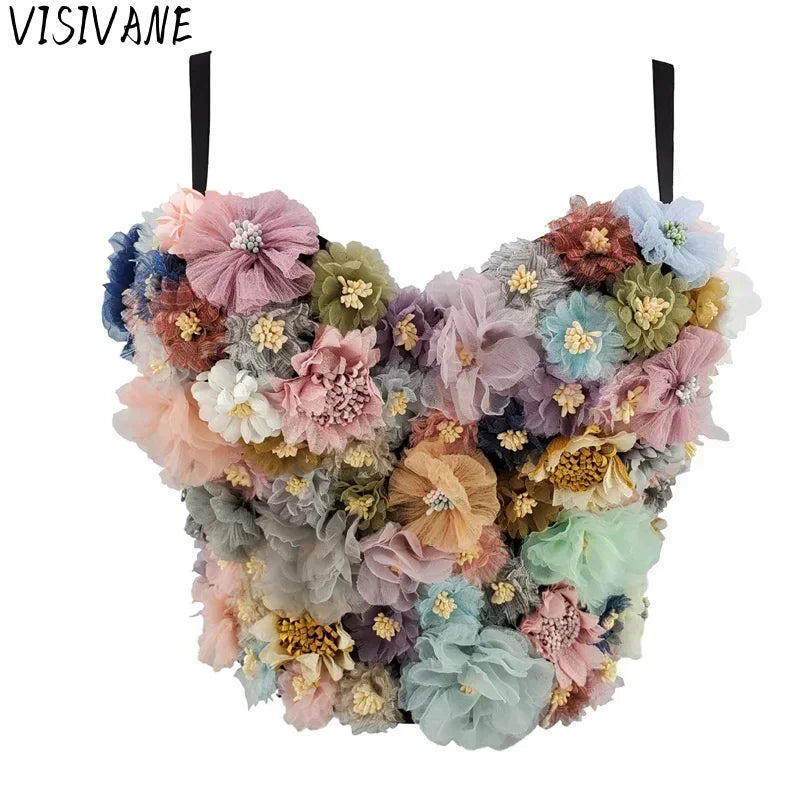 Top Corset Court Sexy Y2K Club Décor Perles — Camisole Shaper Été Visivane