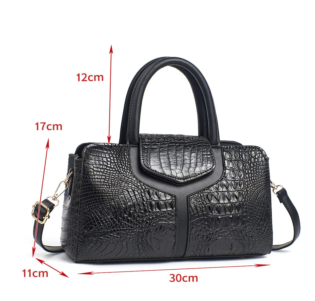 Sac Carré Motif Crocodile Grande Capacité — Tote Minimaliste Urbain PU Luxe