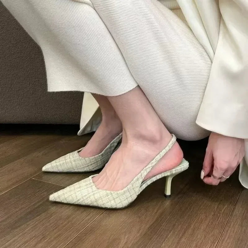 Sandales Talon Plateforme Tricotées Bout Pointu — Fête Été Grande Taille