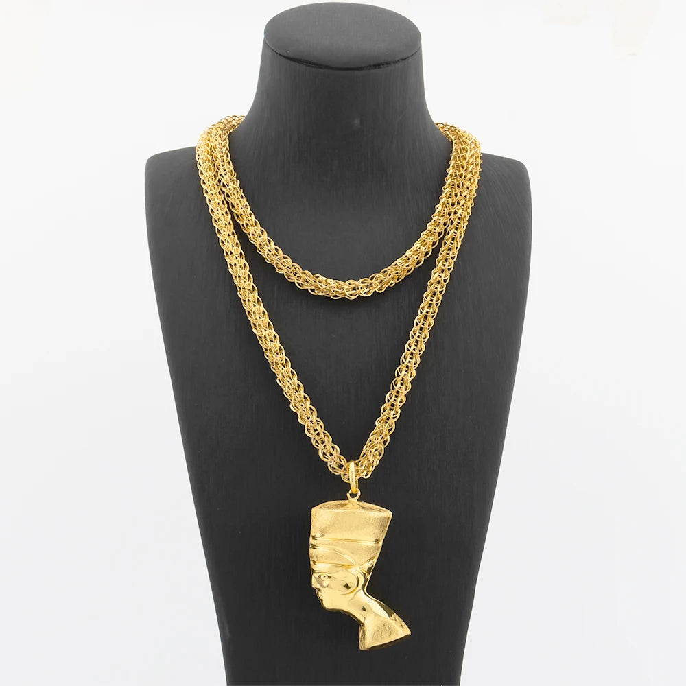 Collier Pendentif Carte d'Afrique – Plaqué Or 18K – Chaîne 100 cm – Mixte